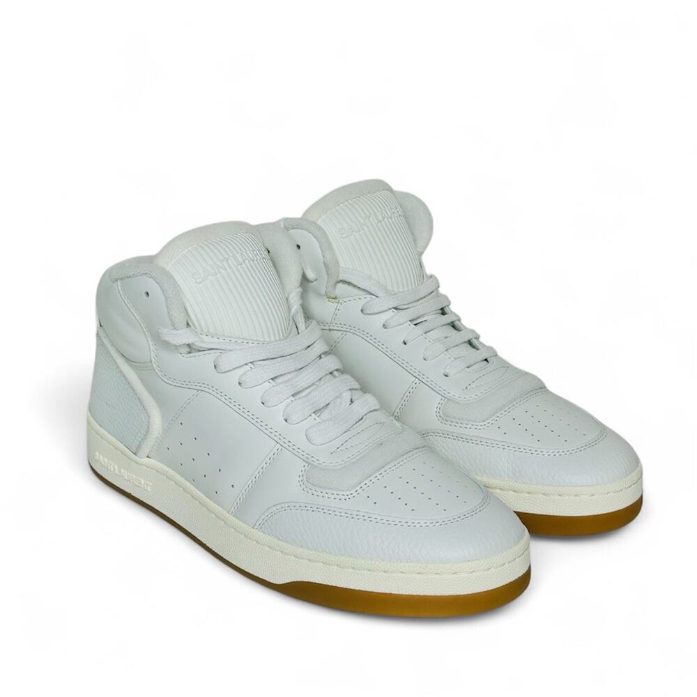 NIB Saint Laurent YSL SL/80 Mid Top Sneakers Men EU 42.5 US 9.5 White